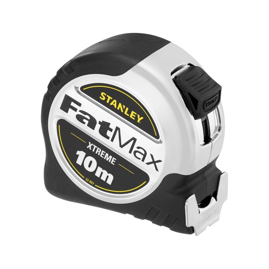 STANLEY FatMax Xtreme 10m tape measure with a black and silver casing.