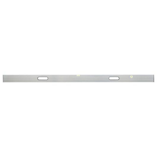 STANLEY 0-42-323 spirit level, silver aluminum, straight rectangular form, top view with two grip handles.