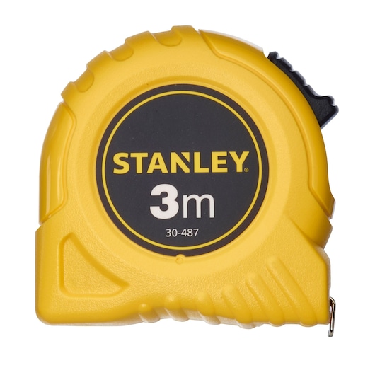 STANLEY 1-30-487 3m yellow tape measure, front angle on white background.