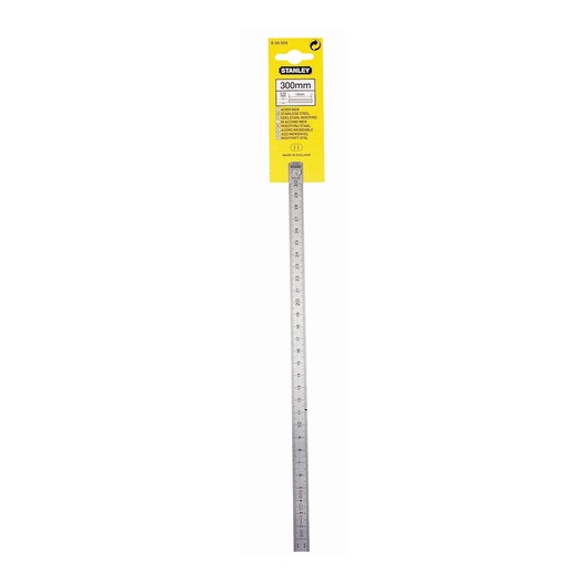 STANLEY 1-35-524 steel ruler 300mm, product photography, front view on white background.