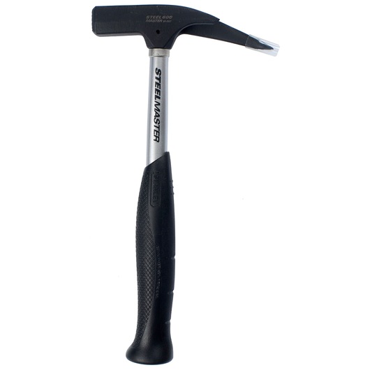 Steelmaster hammer with black handle and metal shaft, designed for precise tasks, shown against a white background.
