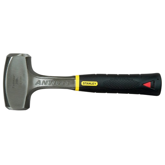Stanley Antivibe hammer with a black ergonomic handle and steel head, designed to reduce vibrations.