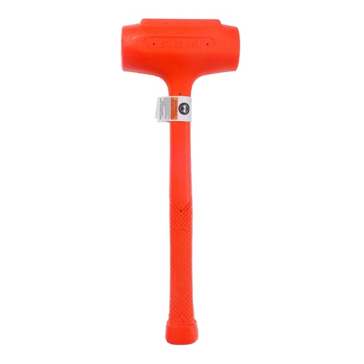 STANLEY 1-57-550 bright orange dead blow hammer front view on white background.