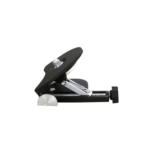 STANLEY 1-77-168 photography accessory, black and silver adjustable angle mount, side view on white background.