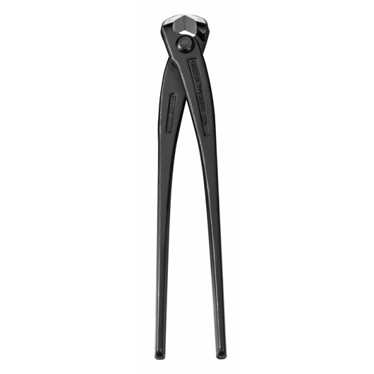 Black steel end cutting pliers with long handles, used for cutting wire or nails.