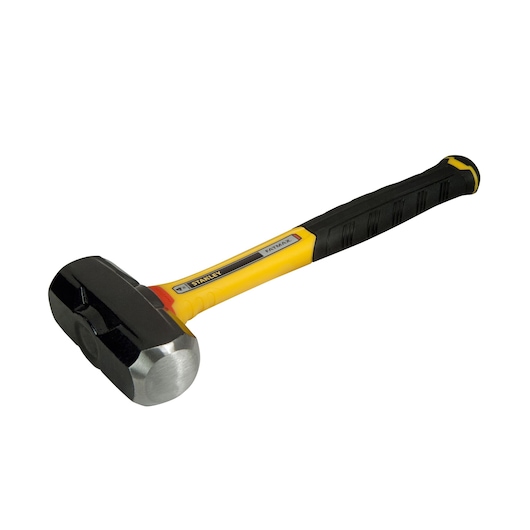 Stanley FMHT1-56008 sledge hammer with yellow and black handle, angled view on white background.