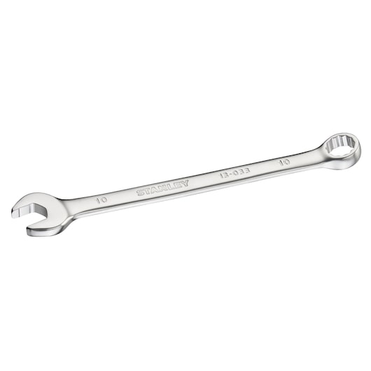 STANLEY FMMT13033-0 combination wrench in silver finish, 10 mm size, product photo from angled top view.