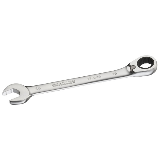 STANLEY FMMT13089-0 chrome combination ratcheting wrench, 16mm, product photography, angled view.