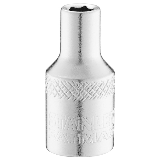 STANLEY FMMT17185-0 chrome finish socket, photo of tool upright on white background.