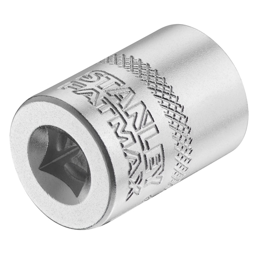 STANLEY FMMT17198-0 chrome socket photography, angled view on white background.