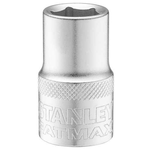 STANLEY FMMT17232-0 chrome socket, knurled grip, front angle on white background.