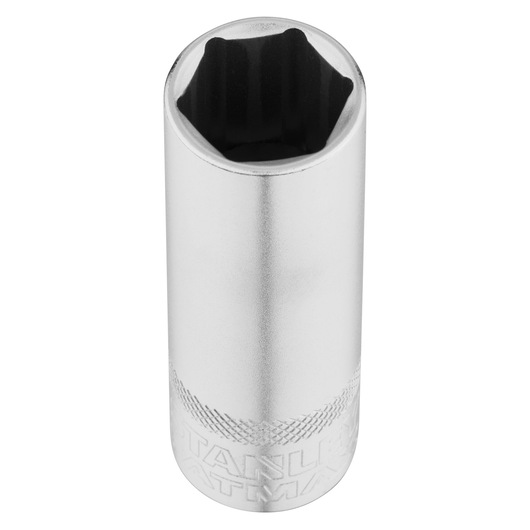 Photo of STANLEY FMMT17967-0 chrome socket, hexagonal, tool category, angled view on white background.