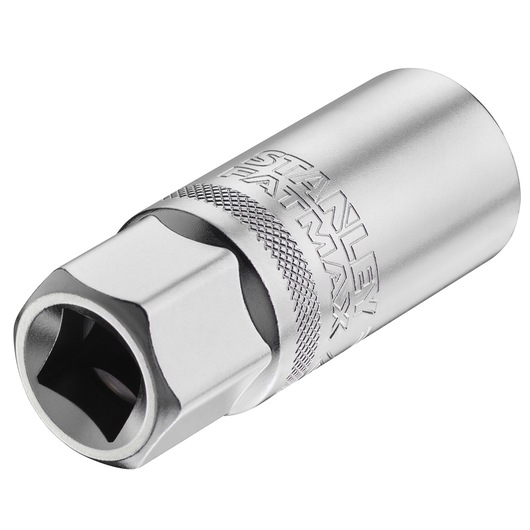 STANLEY FMMT17968-0 chrome socket, knurled grip, embossed branding, close-up angle on white background.