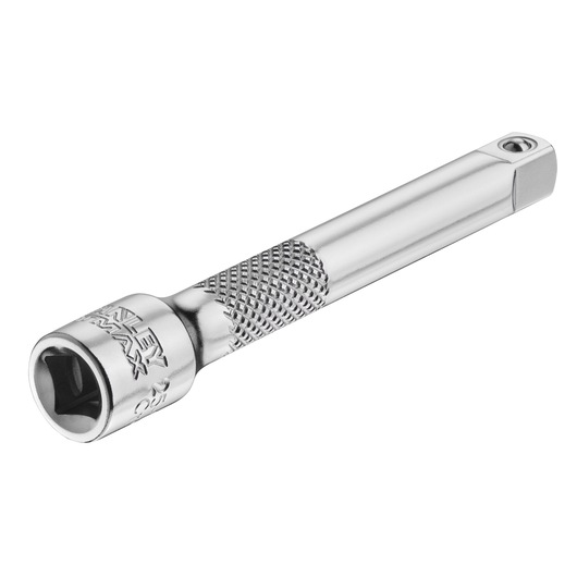 STANLEY FMMT25125-0 chrome extension bar with knurled grip, side angle on white background.