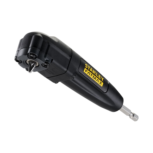 STANLEY STA88582 FATMAX black right angle drill attachment photography, white background