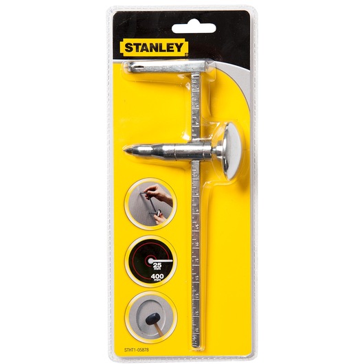 Photo of STANLEY STHT1-05878 marking gauge in retail packaging, metal construction, front angle view.