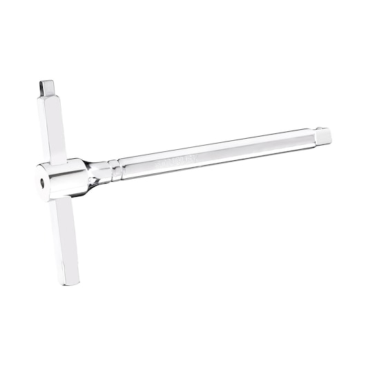 STANLEY STHT80872-0 T-handle tap wrench, chrome finish, side angle on white background.
