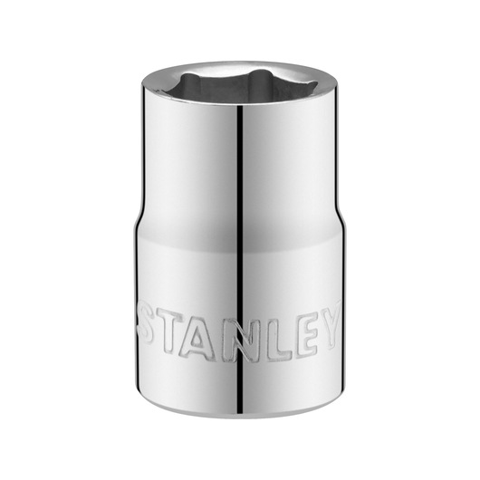 STANLEY STMT86306-0 chrome socket, photography of tool from front on white background.