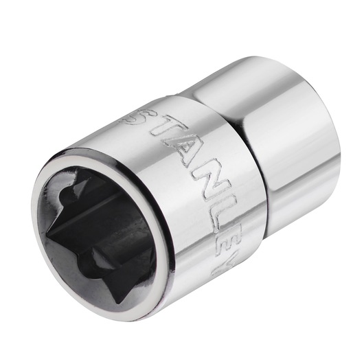 STANLEY STMT86306-0 chrome socket, photography of angled view on white background.