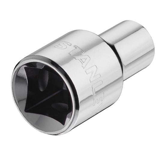 STANLEY STMT86509-0 chrome socket tool, product photography, angled view on white background.